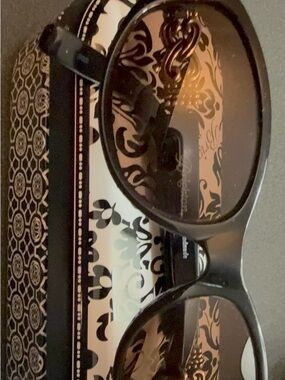 Brighton Black Round Women's Sunglasses with Patterned Case